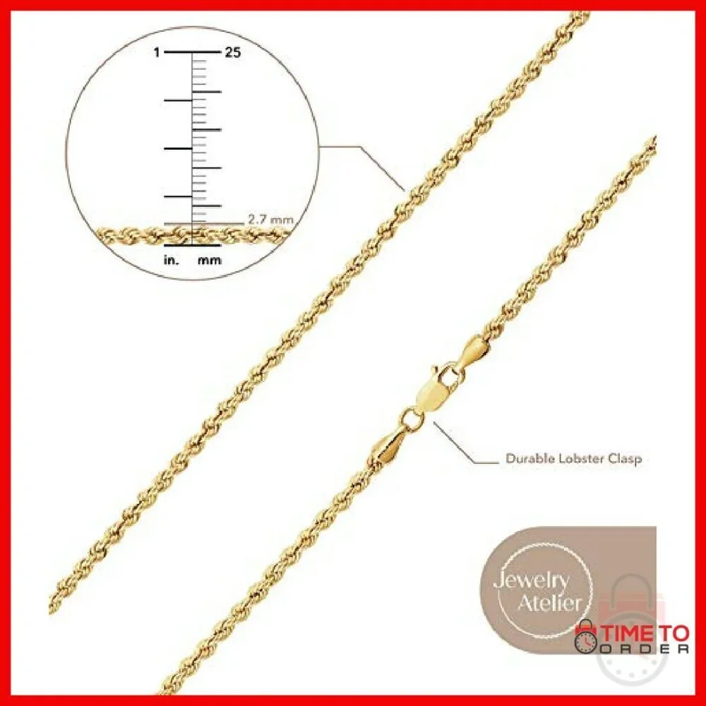 14K Gold Filled Rope Chain Necklace - Multiple Sizes Available